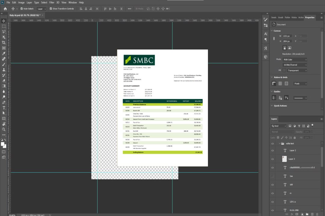 Modèle Word et PDF de relevé de compte de la banque SMBC template Modèle Word et PDF de relevé de compte de la banque SMBC template